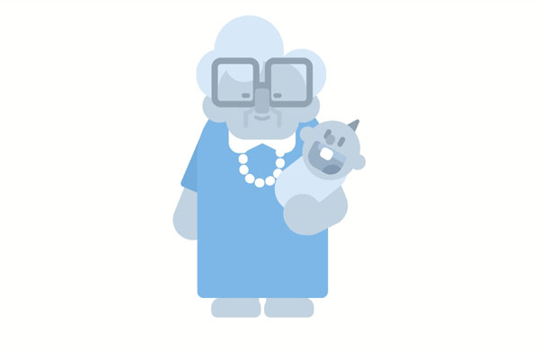 Grandma is really happy because she can hold her new grandkid.