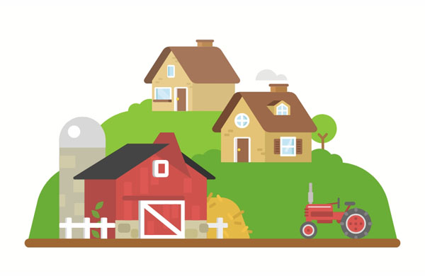 There are a&nbsp;lot of&nbsp;farms in&nbsp;this region of&nbsp;the country. 