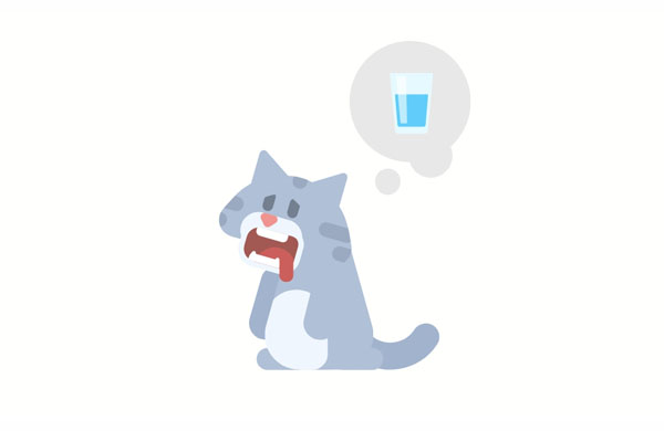 The princess’s cat always gets thirsty on hot days.